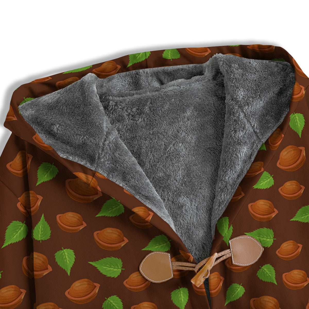 Brown Hazelnuts And Green Leaf Print Pattern Men's Windbreaker Jacket-grizzshop