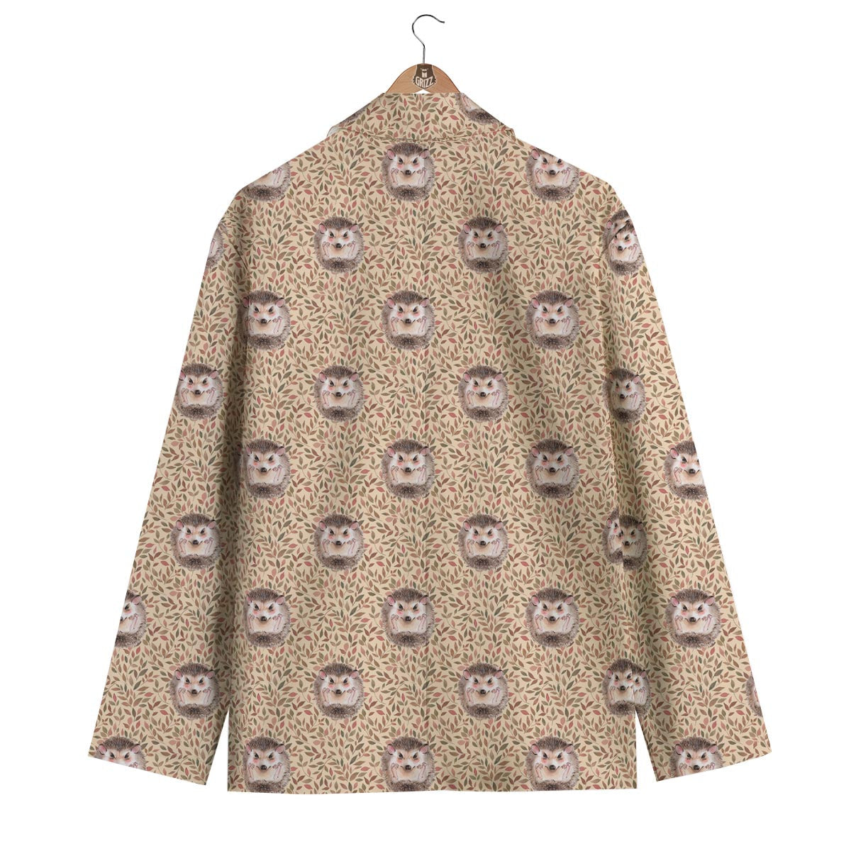 Brown Leaf Hedgehogs Men's Blazer-grizzshop