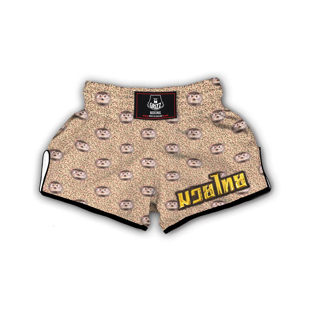 Brown Leaf Hedgehogs Muay Thai Boxing Shorts-grizzshop