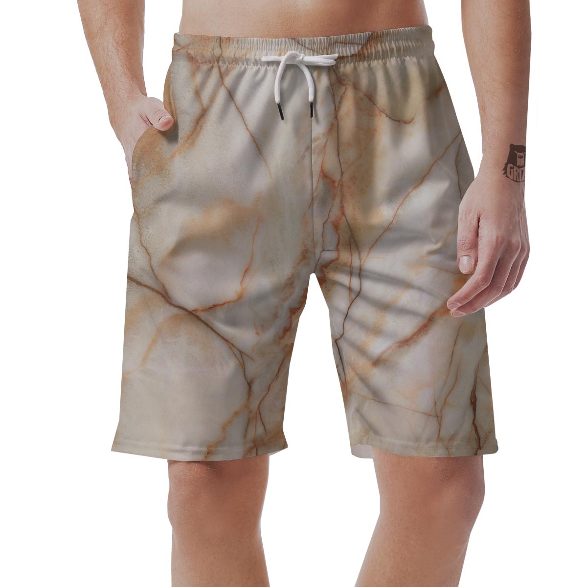 Brown Marble Men's Shorts-grizzshop