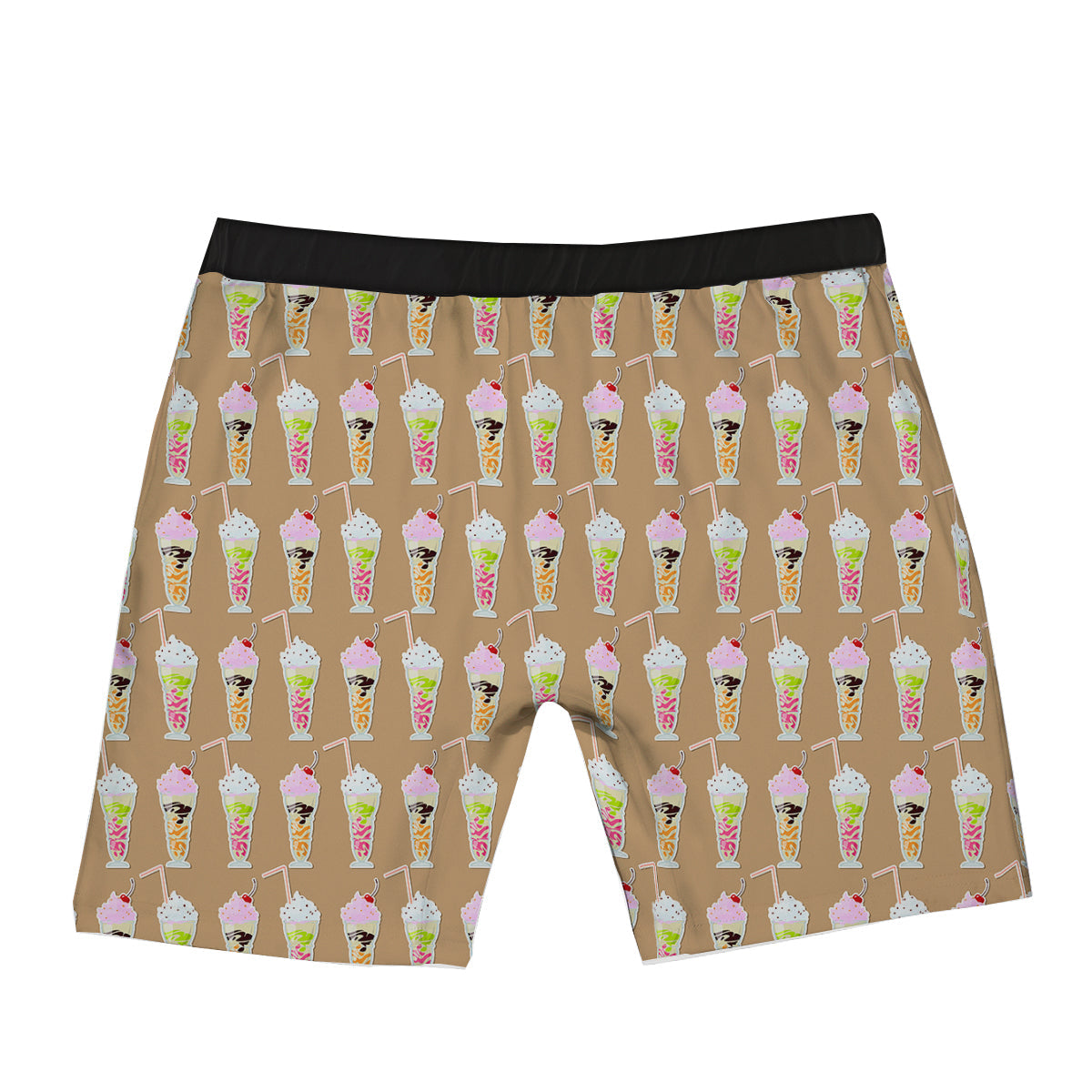 Brown Milkshake Print Pattern Boxer Briefs-grizzshop