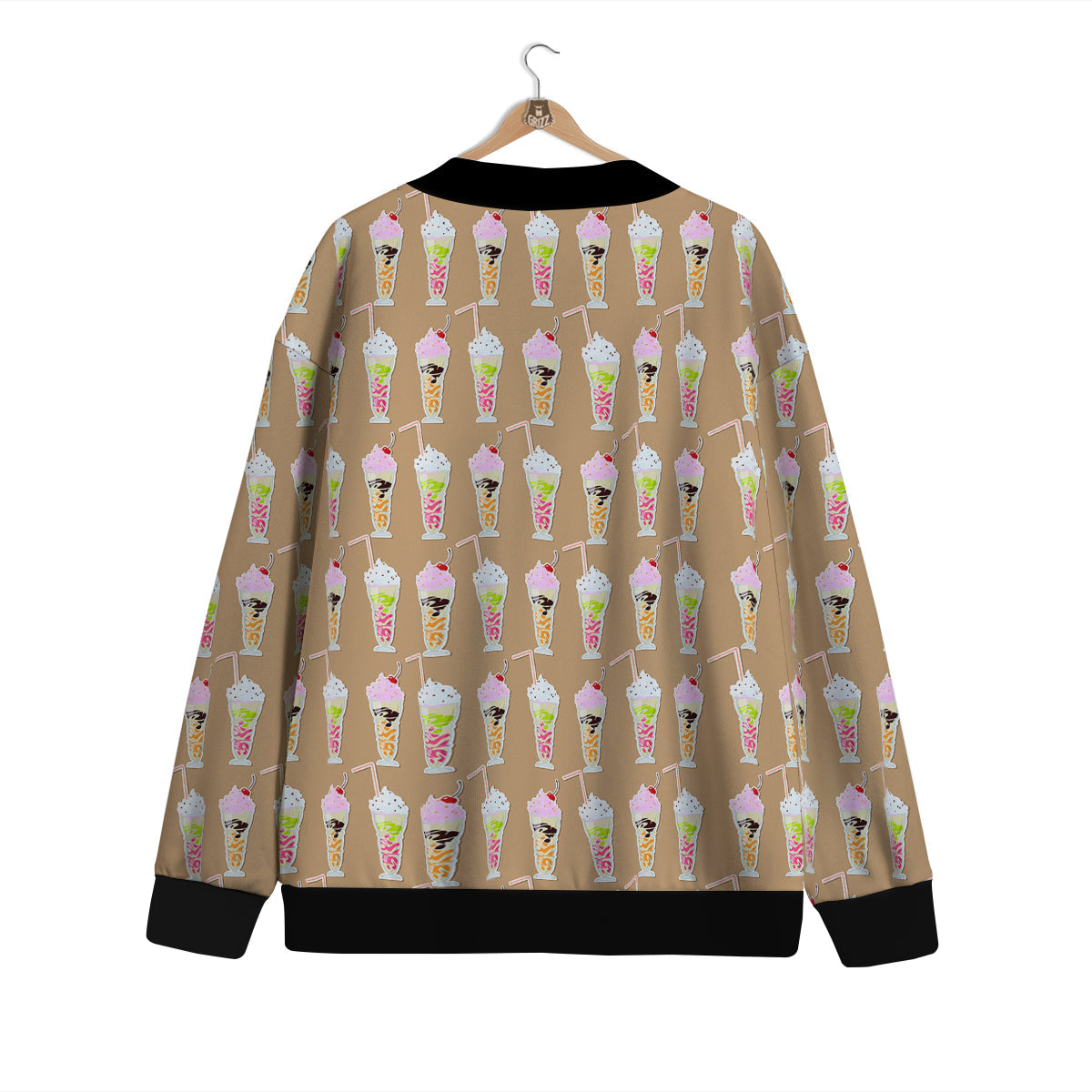 Brown Milkshake Print Pattern Cardigan-grizzshop