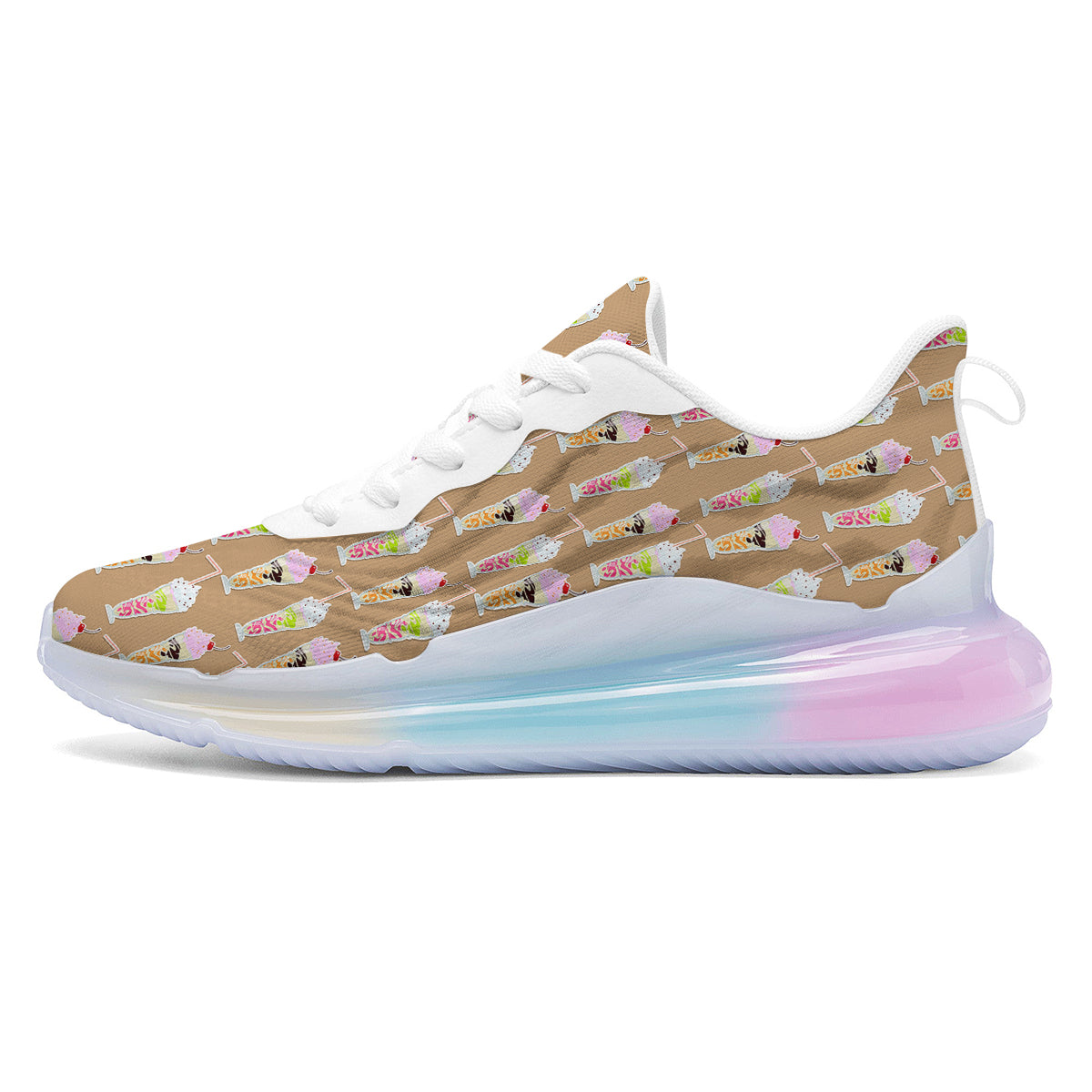 Brown Milkshake Print Pattern Running Sneakers-grizzshop