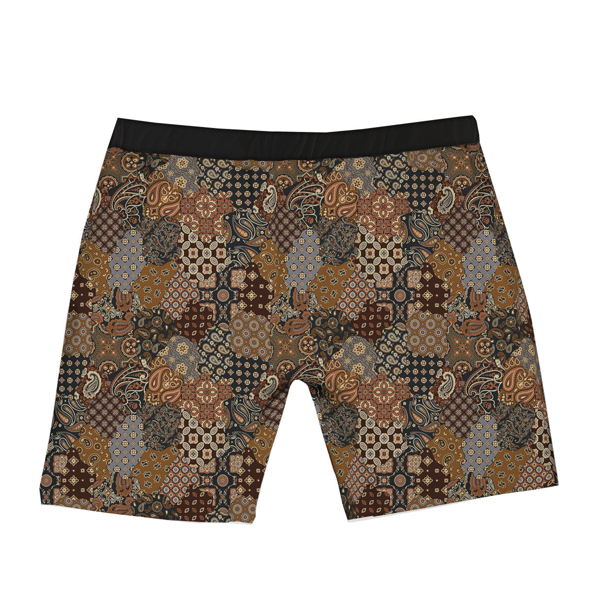 Brown Patchwork Paisley Print Pattern Boxer Briefs-grizzshop