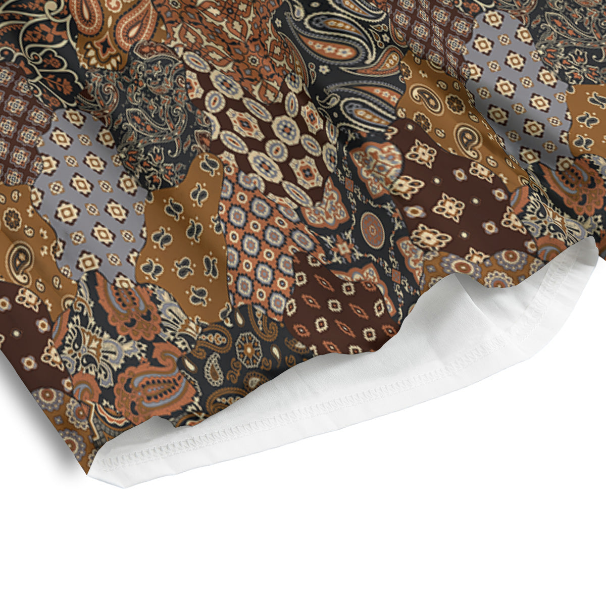 Brown Patchwork Paisley Print Pattern Men's Athletic Shorts