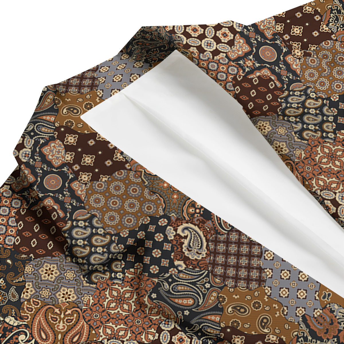 Brown Patchwork Paisley Print Pattern Men's Blazer-grizzshop