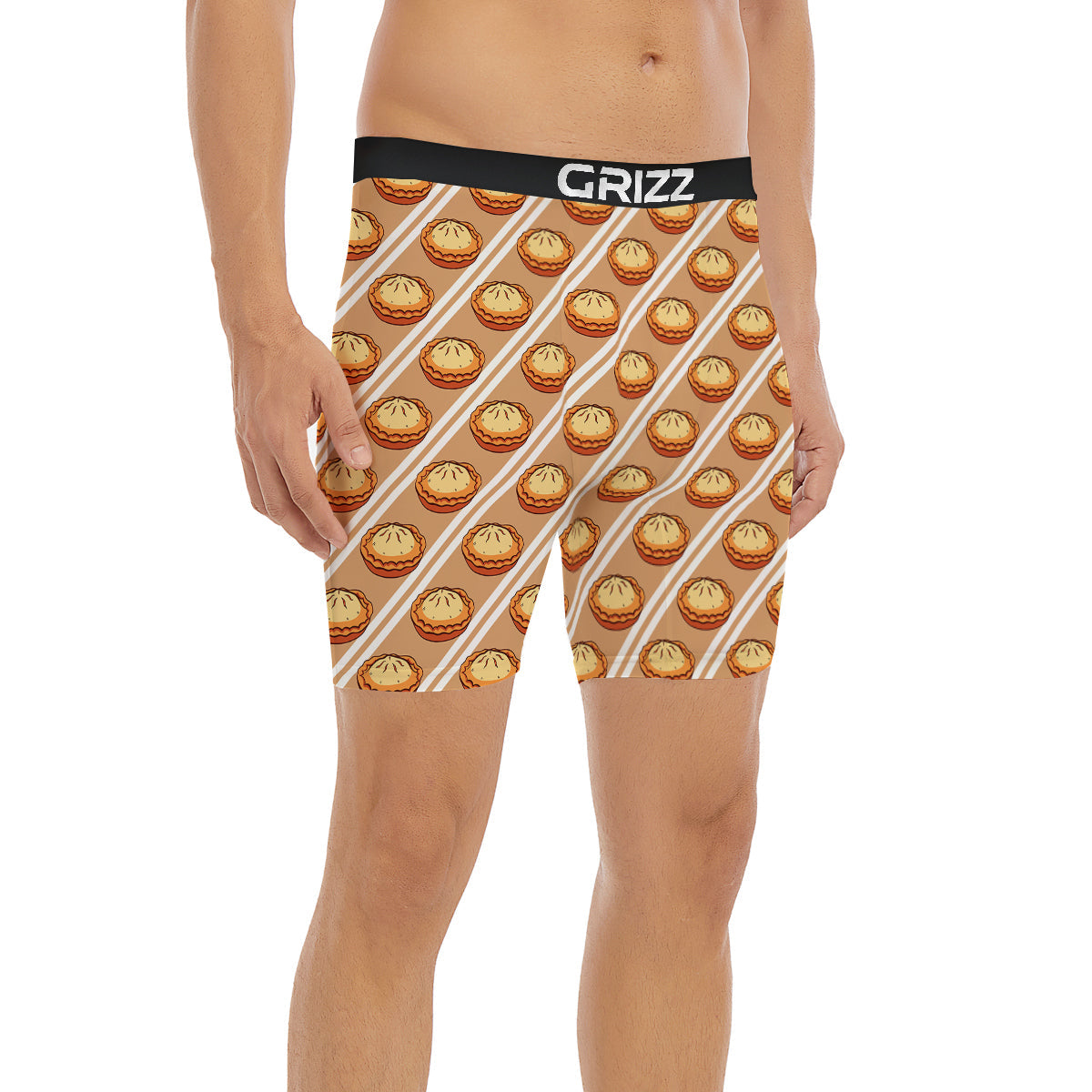 Brown Pie Crumble Print Pattern Boxer Briefs-grizzshop