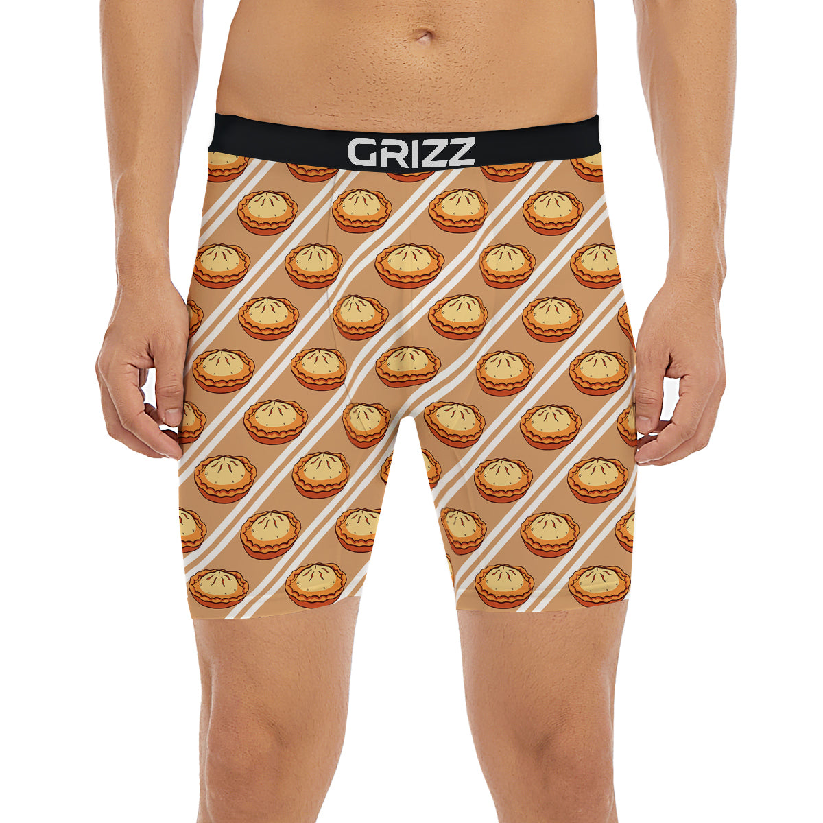 Brown Pie Crumble Print Pattern Boxer Briefs-grizzshop