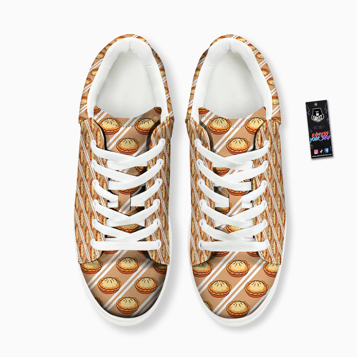Brown Pie Crumble Print Pattern Platform Shoes-grizzshop