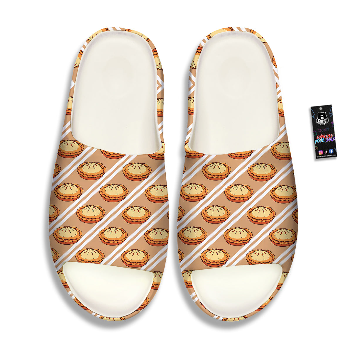 Brown Pie Crumble Print Pattern Sandals-grizzshop