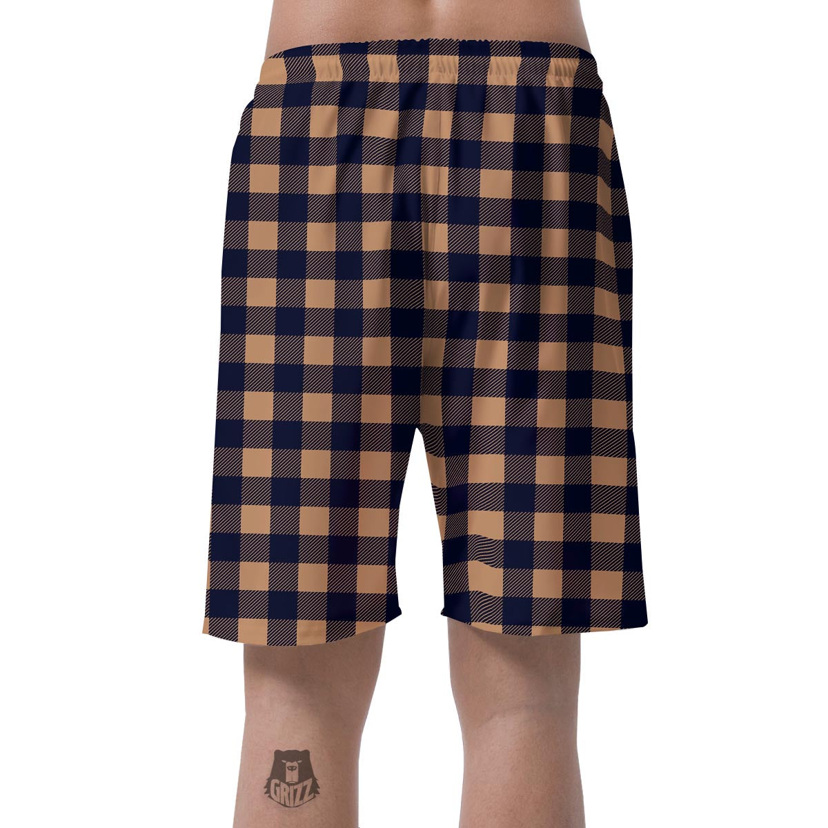 Brown Plaid Men's Shorts-grizzshop