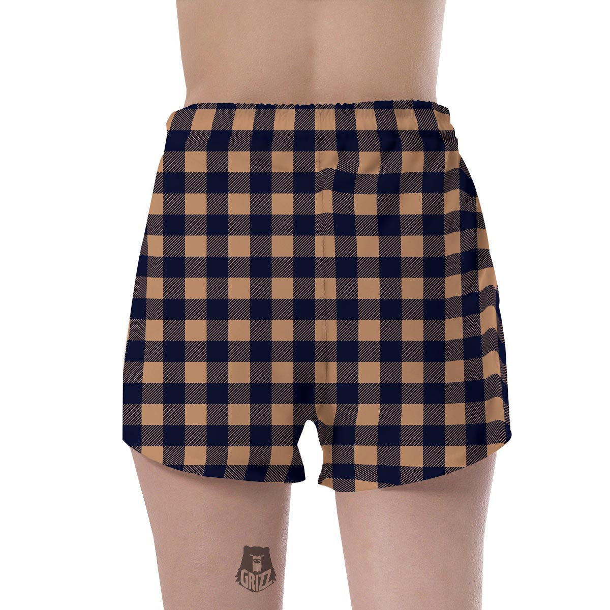 Brown Plaid Women's Shorts-grizzshop