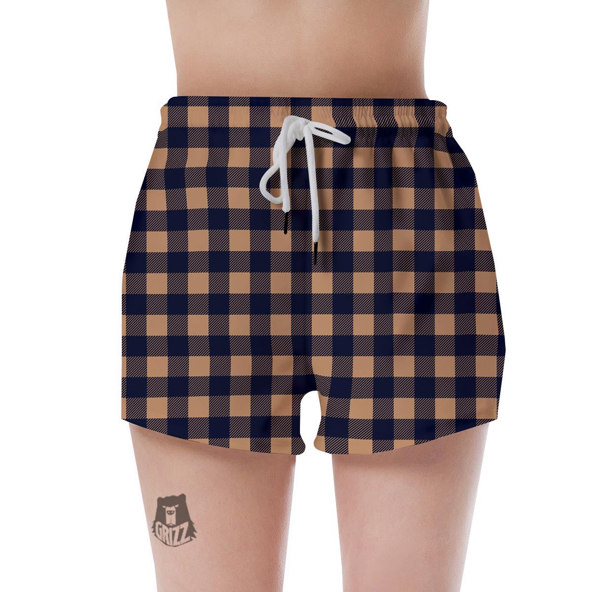 Brown Plaid Women's Shorts-grizzshop