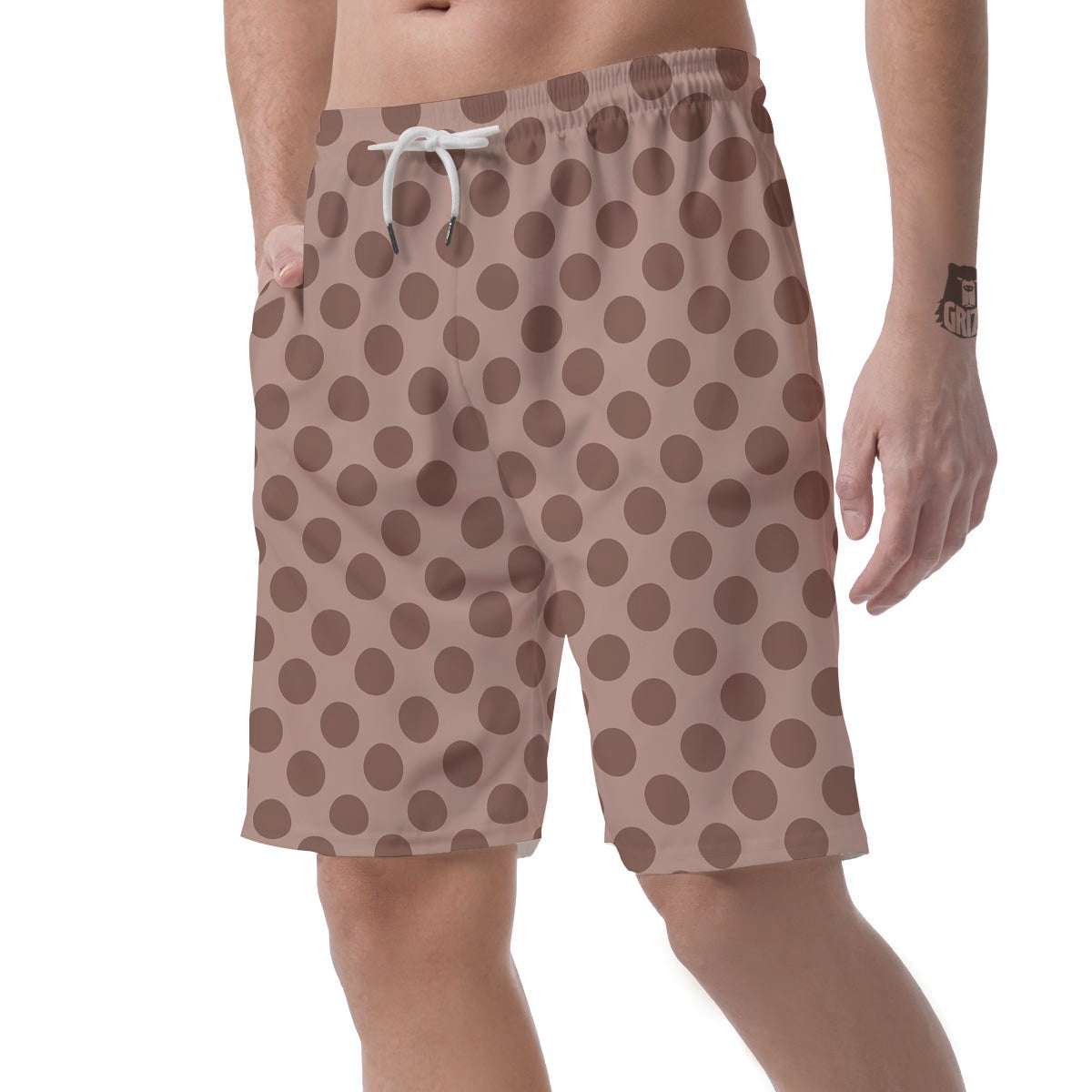 Brown Polka Dot Men's Shorts-grizzshop