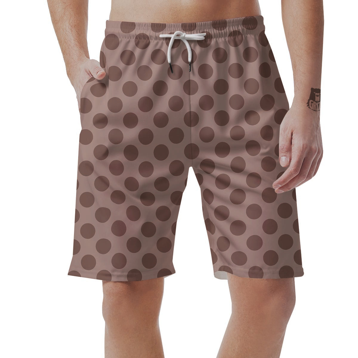 Brown Polka Dot Men's Shorts-grizzshop