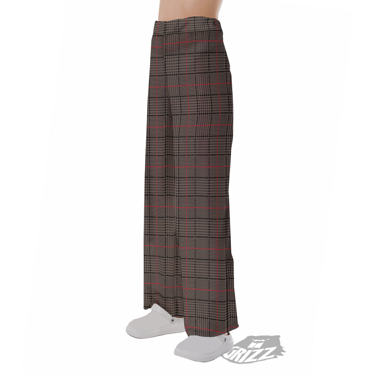 Brown Prince OF Wales Check Print Pajama Pants-grizzshop