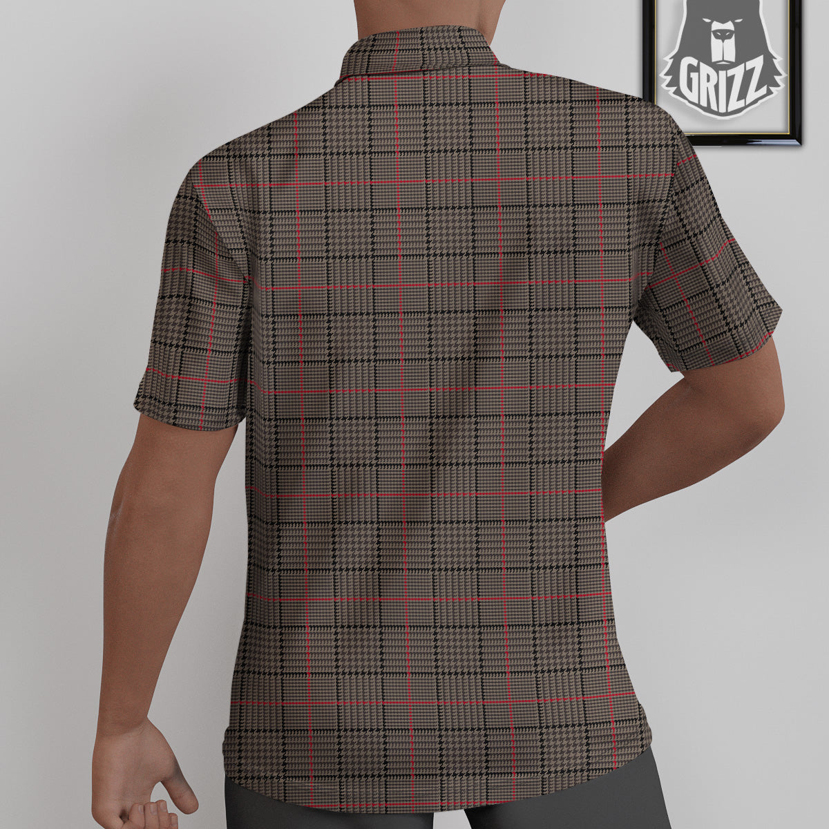 Brown Prince OF Wales Check Print Untucked Shirts-grizzshop