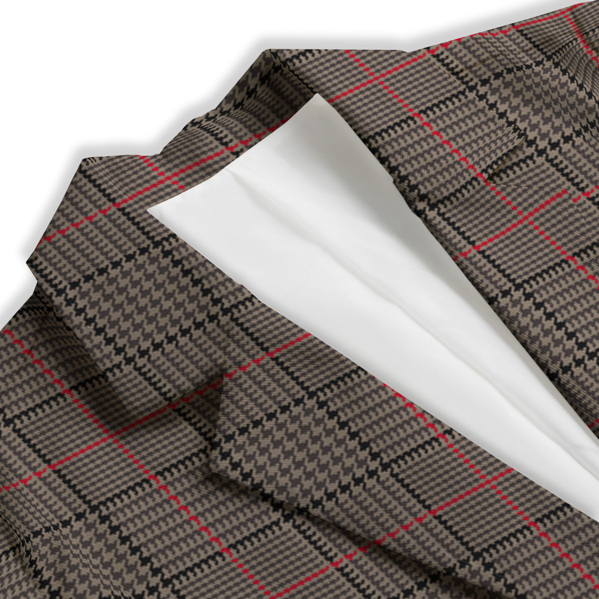 Brown Prince OF Wales Check Print Women's Blazer-grizzshop