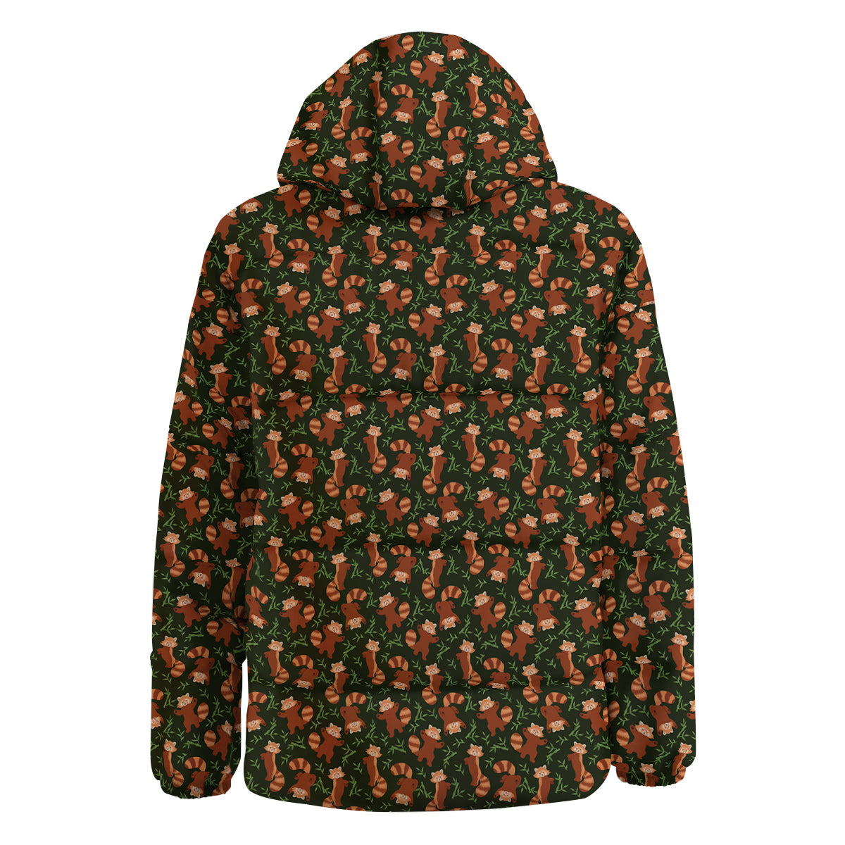 Brown Raccoon Cartoon Cute Print Pattern Down Jacket-grizzshop