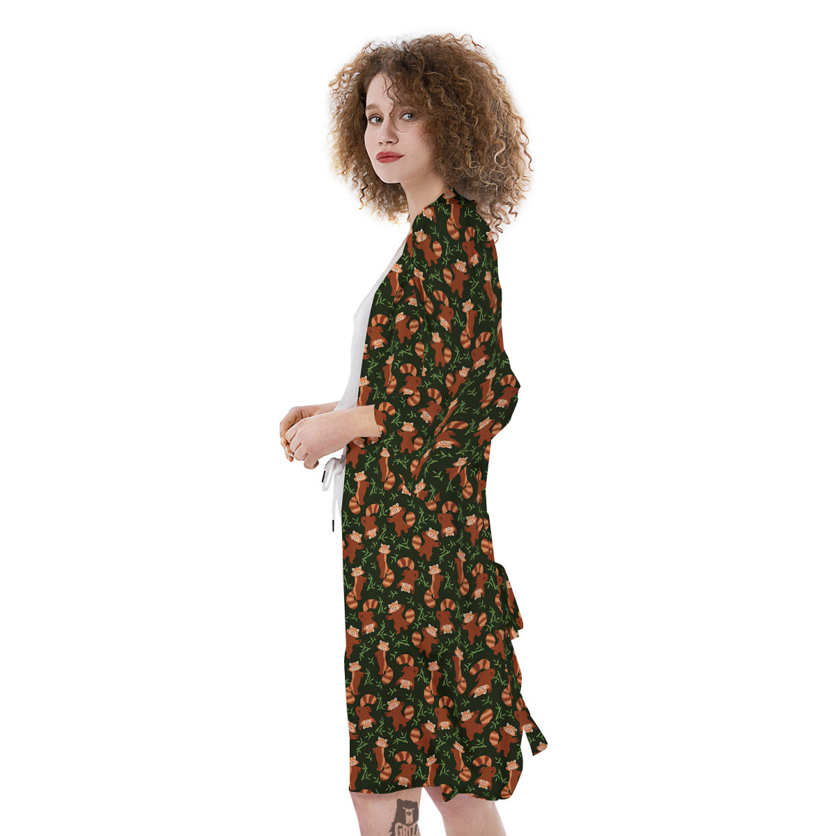 Brown Raccoon Cartoon Cute Print Pattern Kimono-grizzshop