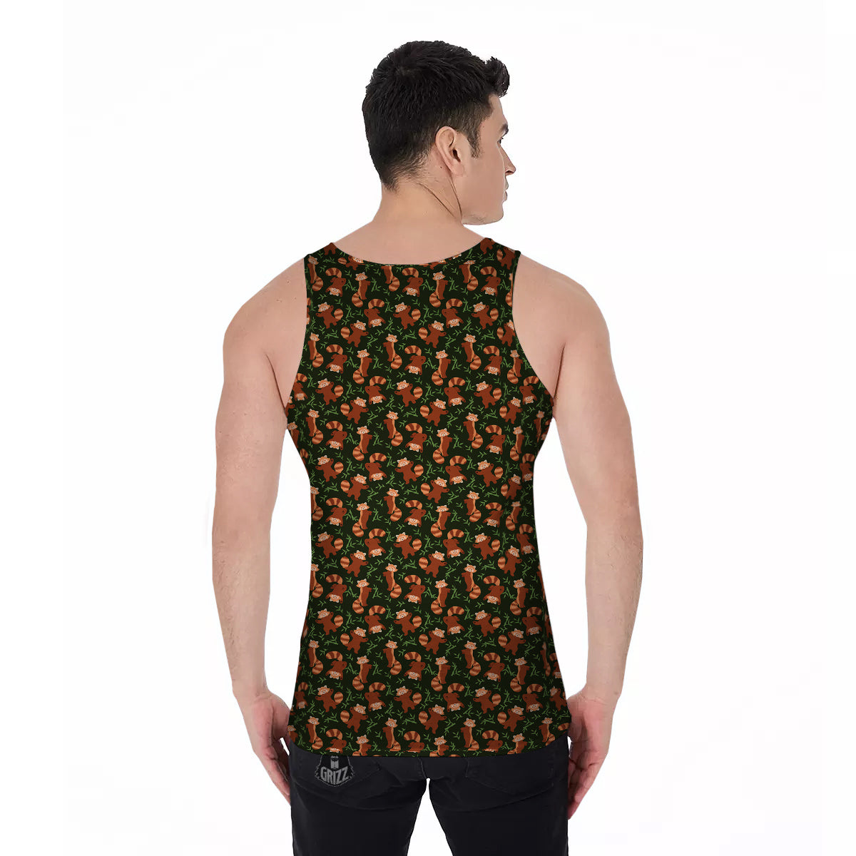 Brown Raccoon Cartoon Cute Print Pattern Men's Tank Top-grizzshop
