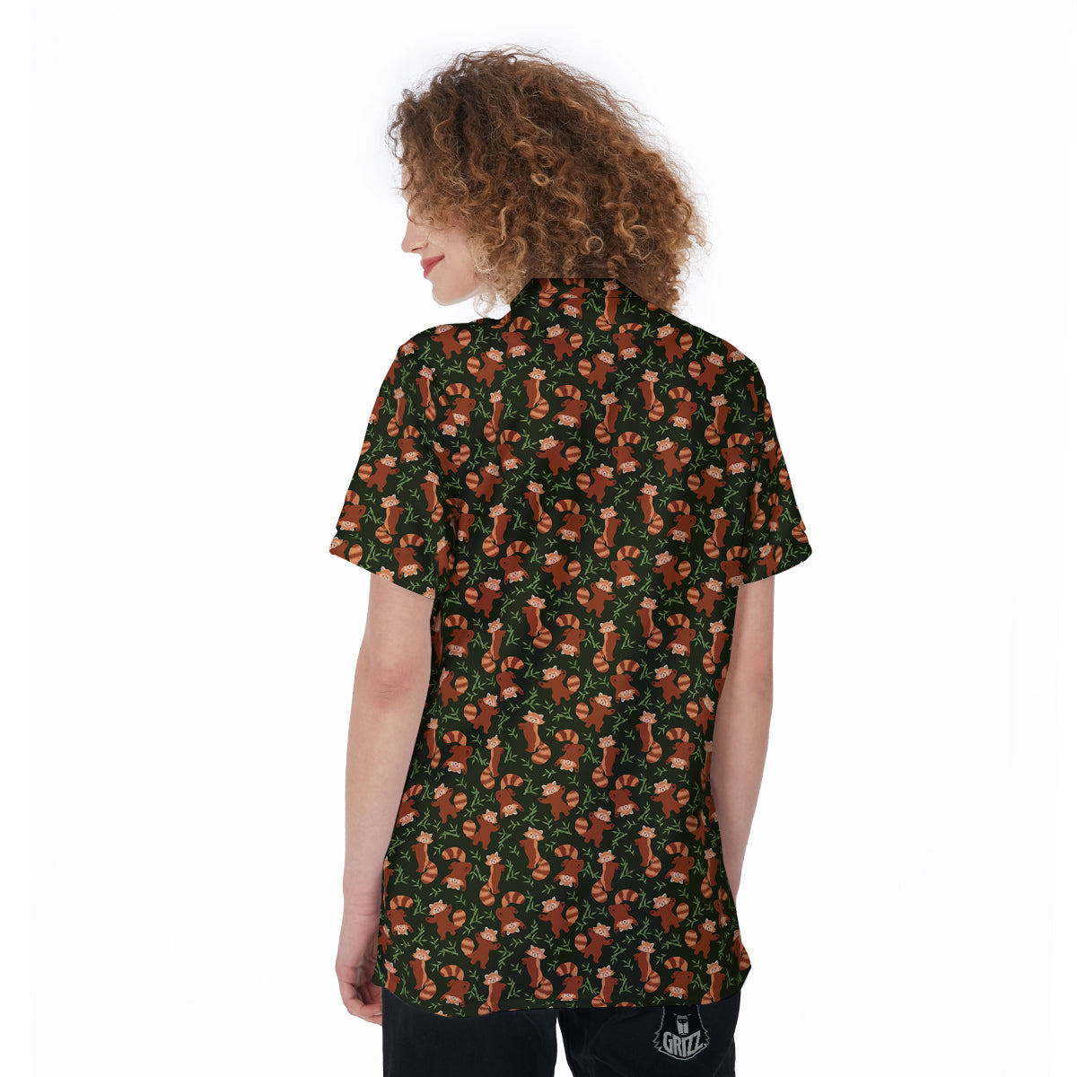Brown Raccoon Cartoon Cute Print Pattern Women's Golf Shirts-grizzshop