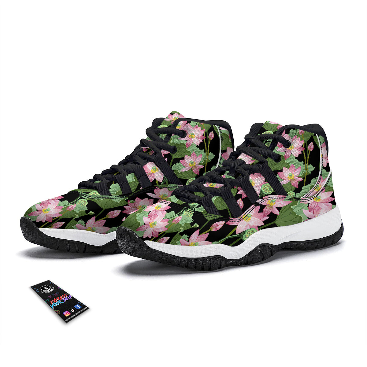 Brown Sandwich Print Pattern Black Bball Shoes-grizzshop