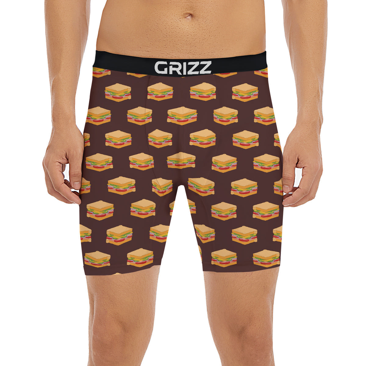 Brown Sandwich Print Pattern Boxer Briefs-grizzshop
