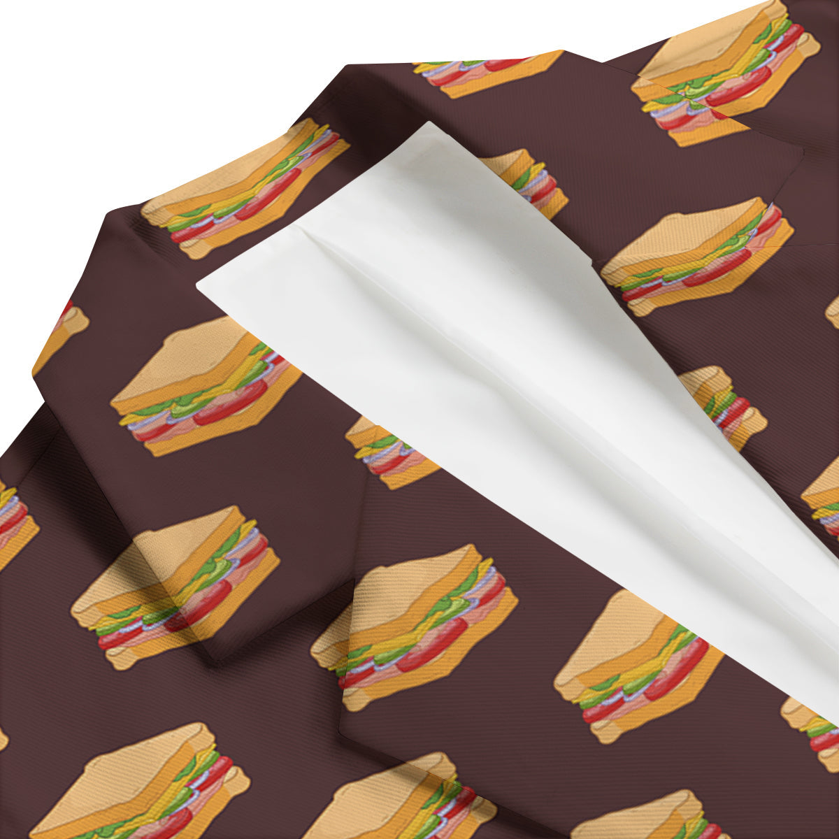 Brown Sandwich Print Pattern Men's Blazer-grizzshop