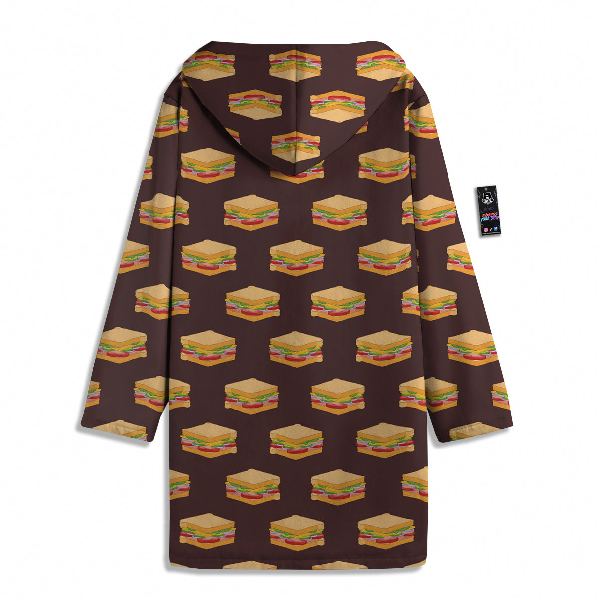 Brown Sandwich Print Pattern Men's Windbreaker Jacket-grizzshop