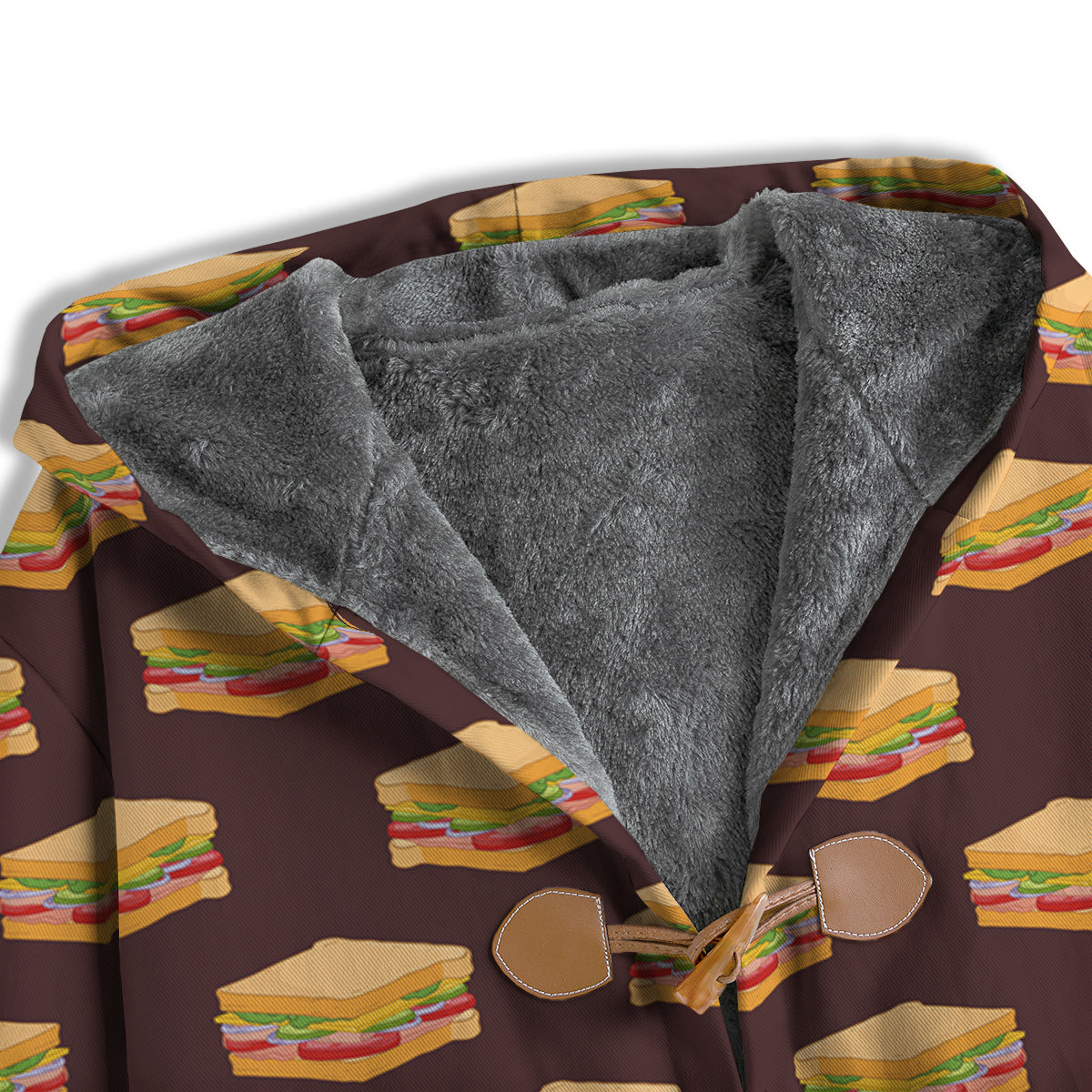 Brown Sandwich Print Pattern Men's Windbreaker Jacket-grizzshop
