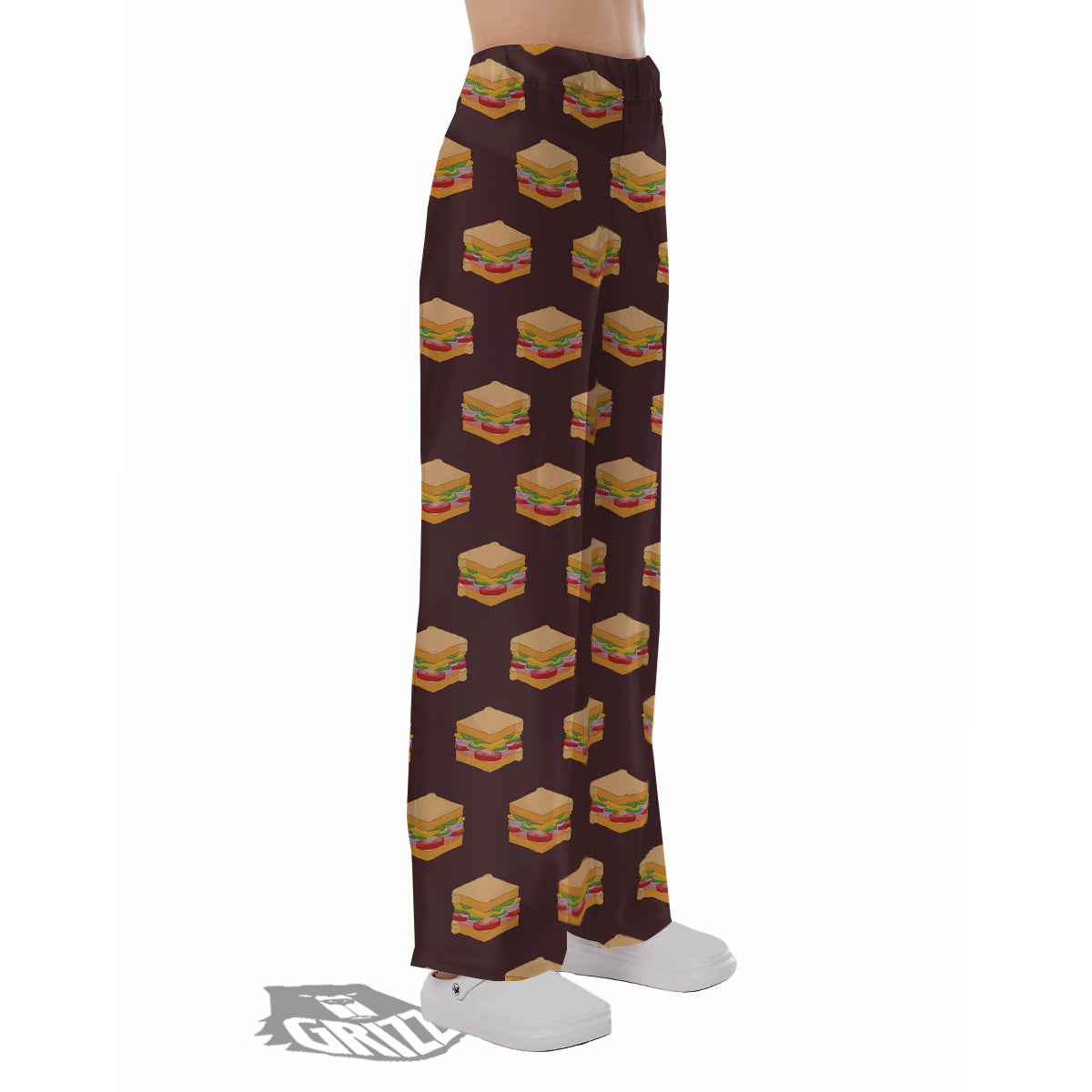 Brown Sandwich Print Pattern Pajama Pants-grizzshop