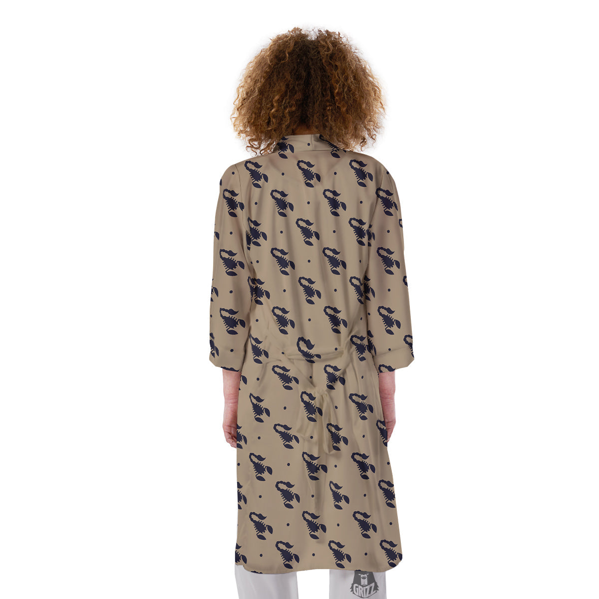 Brown Scorpion Print Pattern Kimono-grizzshop