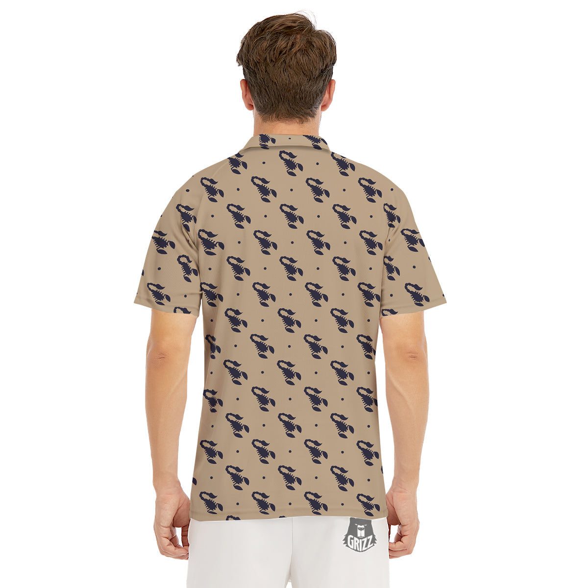 Brown Scorpion Print Pattern Men's Golf Shirts-grizzshop