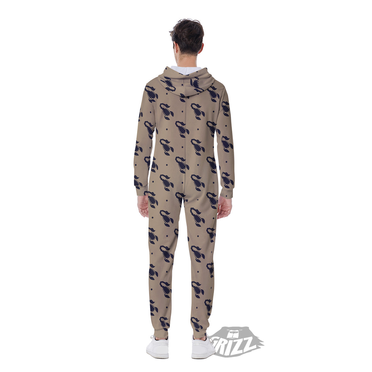 Brown Scorpion Print Pattern Men's Jumpsuit-grizzshop