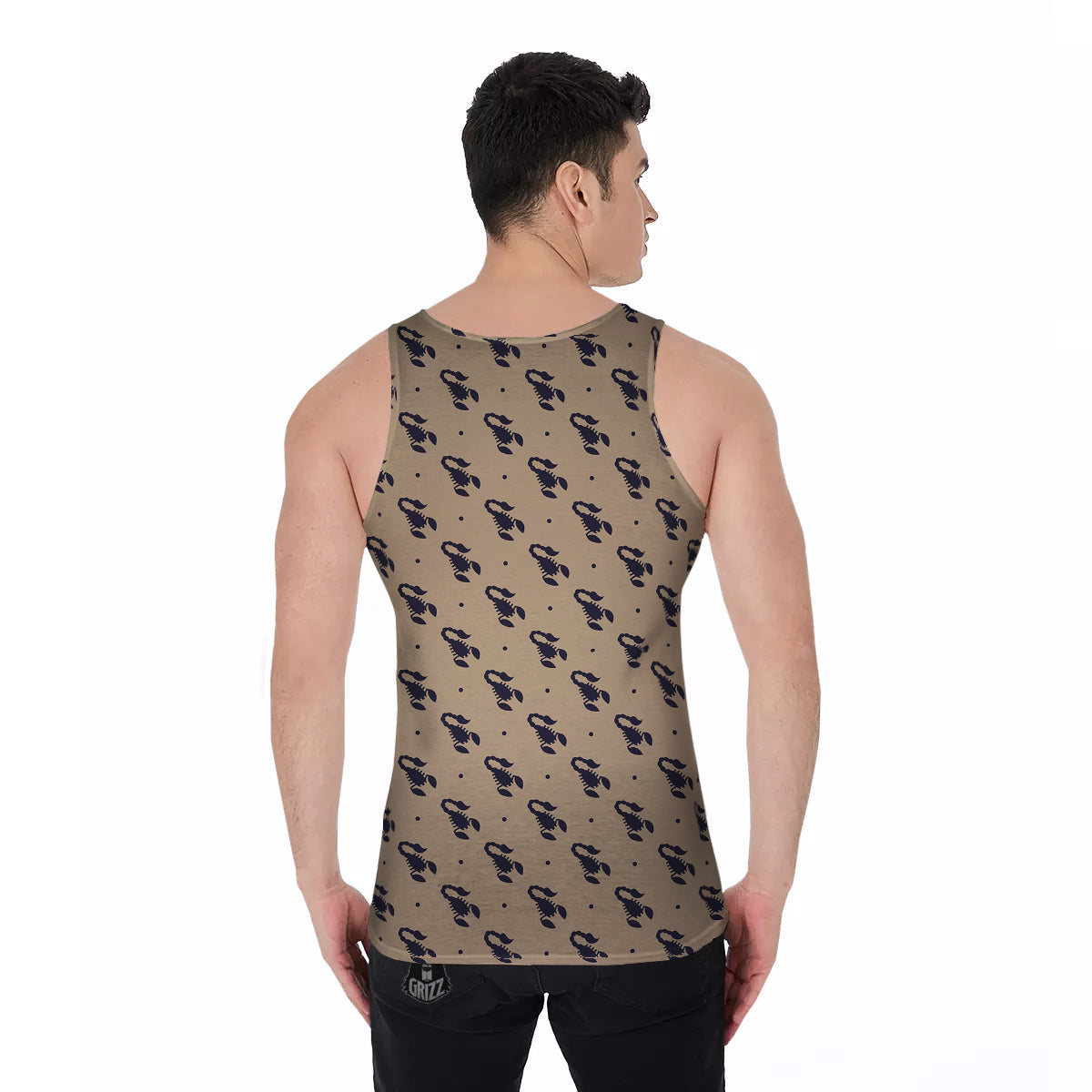 Brown Scorpion Print Pattern Men's Tank Top-grizzshop
