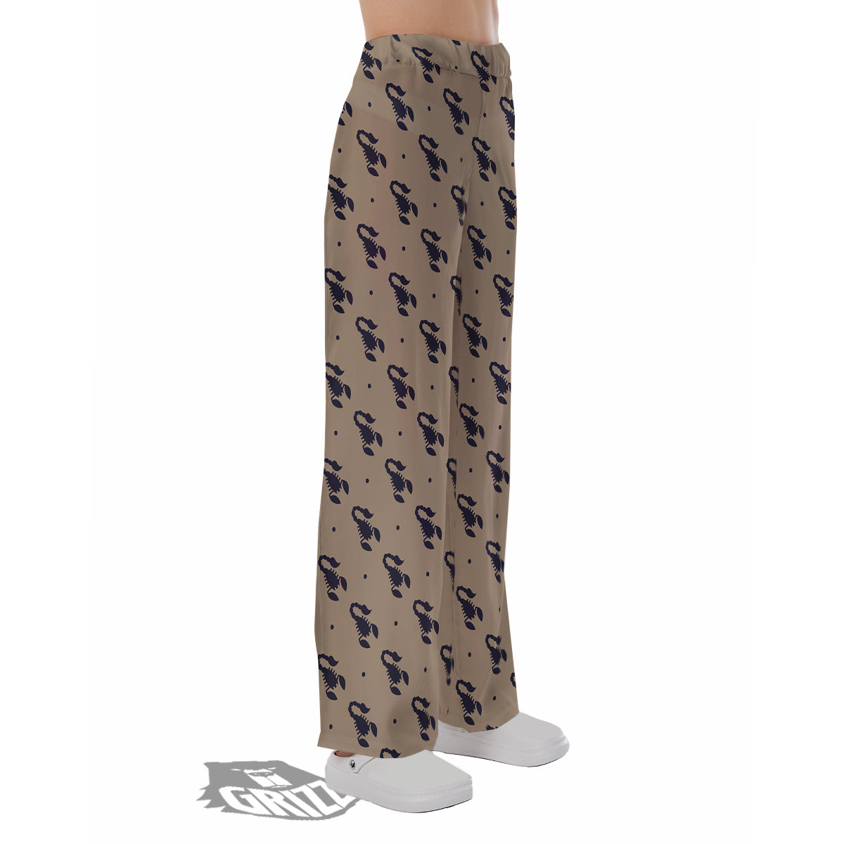 Brown Scorpion Print Pattern Pajama Pants-grizzshop