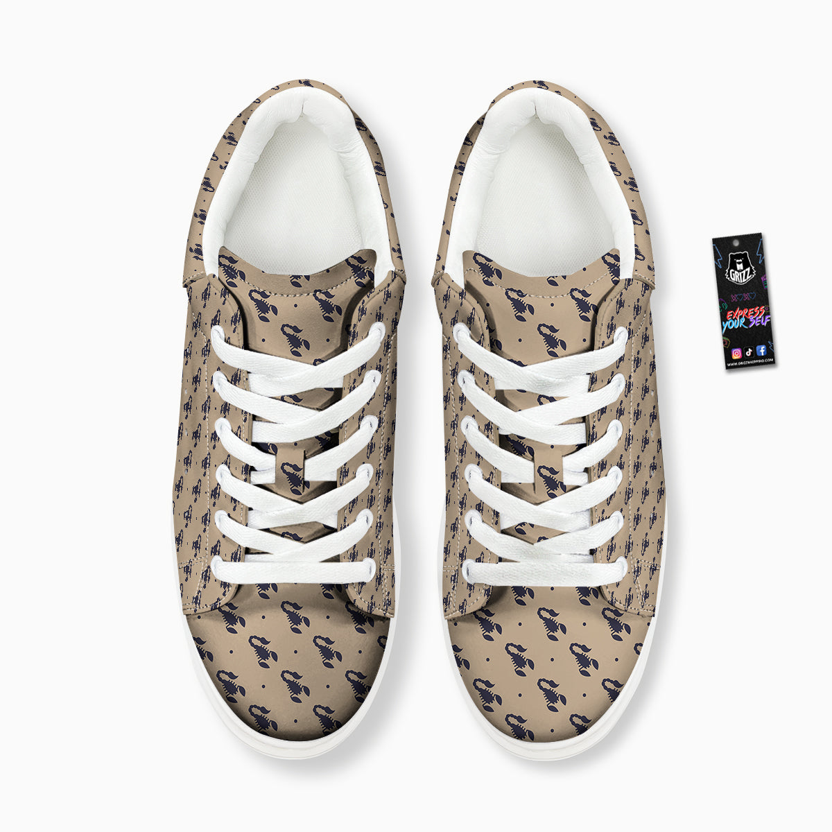Brown Scorpion Print Pattern Platform Shoes-grizzshop
