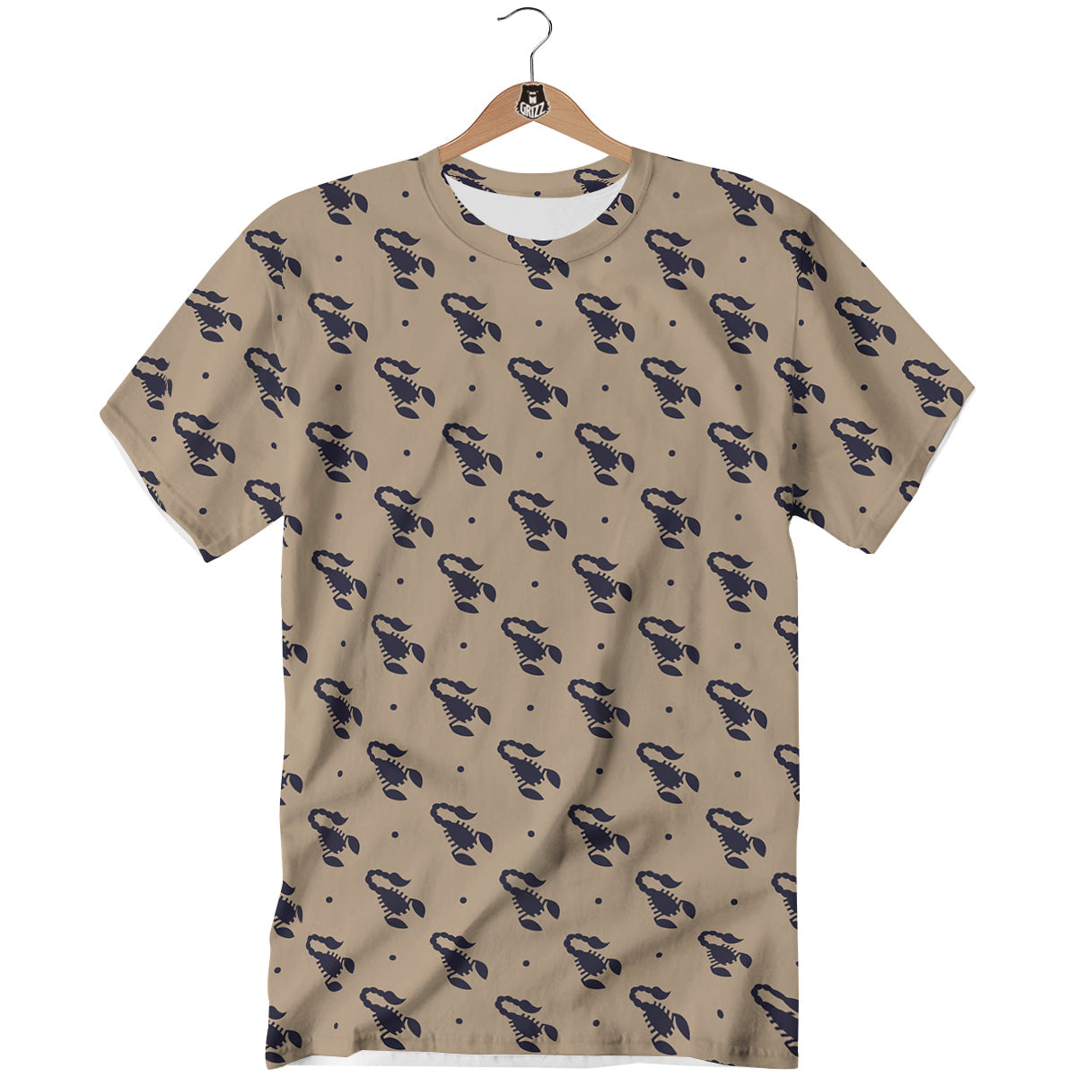 Brown Scorpion Print Pattern T-Shirt-grizzshop