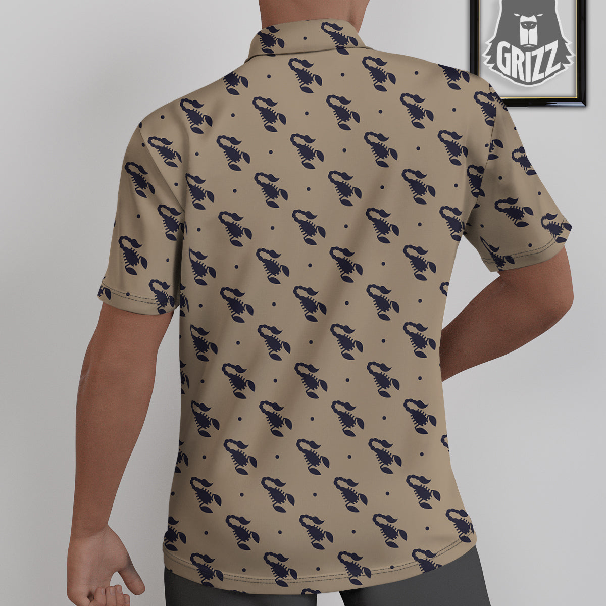 Brown Scorpion Print Pattern Untucked Shirts-grizzshop