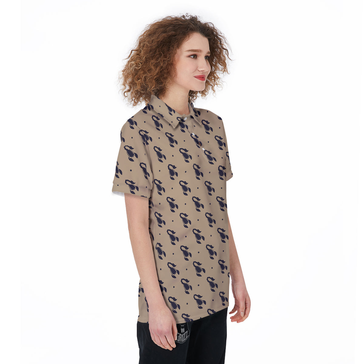 Brown Scorpion Print Pattern Women's Golf Shirts-grizzshop