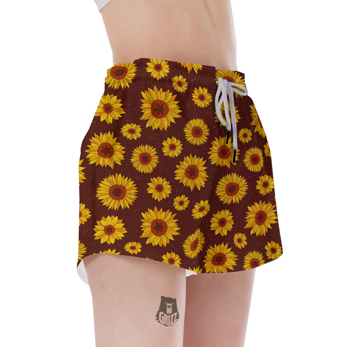 Brown Sunflower Women's Shorts-grizzshop