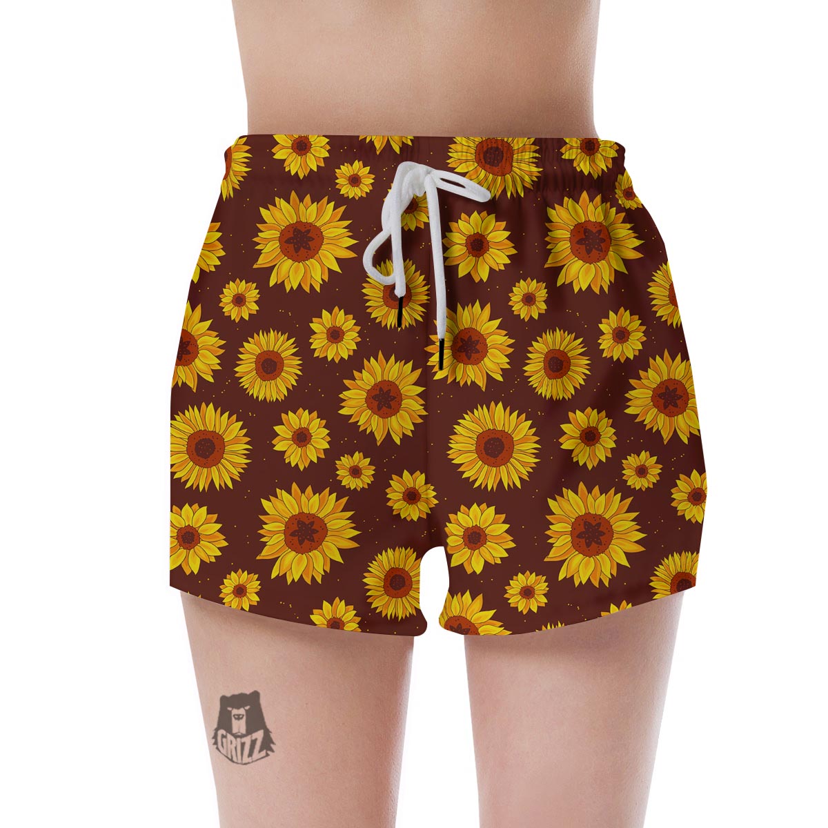 Brown Sunflower Women's Shorts-grizzshop