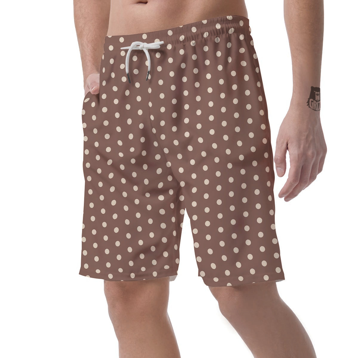Brown Tiny Polka Dot Men's Shorts-grizzshop