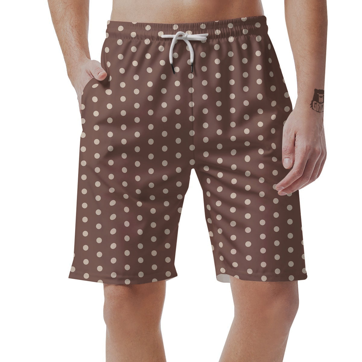 Brown Tiny Polka Dot Men's Shorts-grizzshop