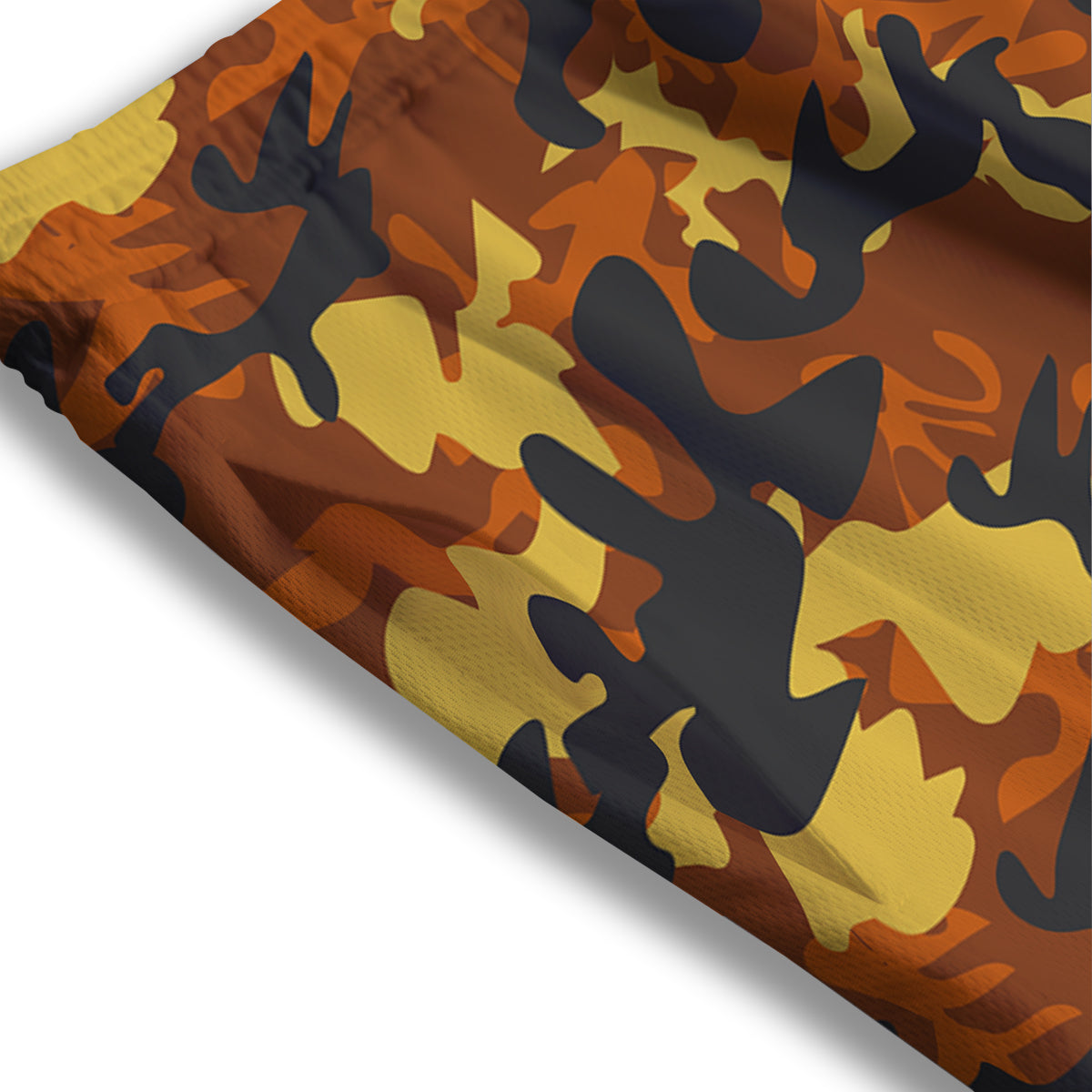 Brown Yellow And Black Camouflage Print Pattern Mesh Shorts