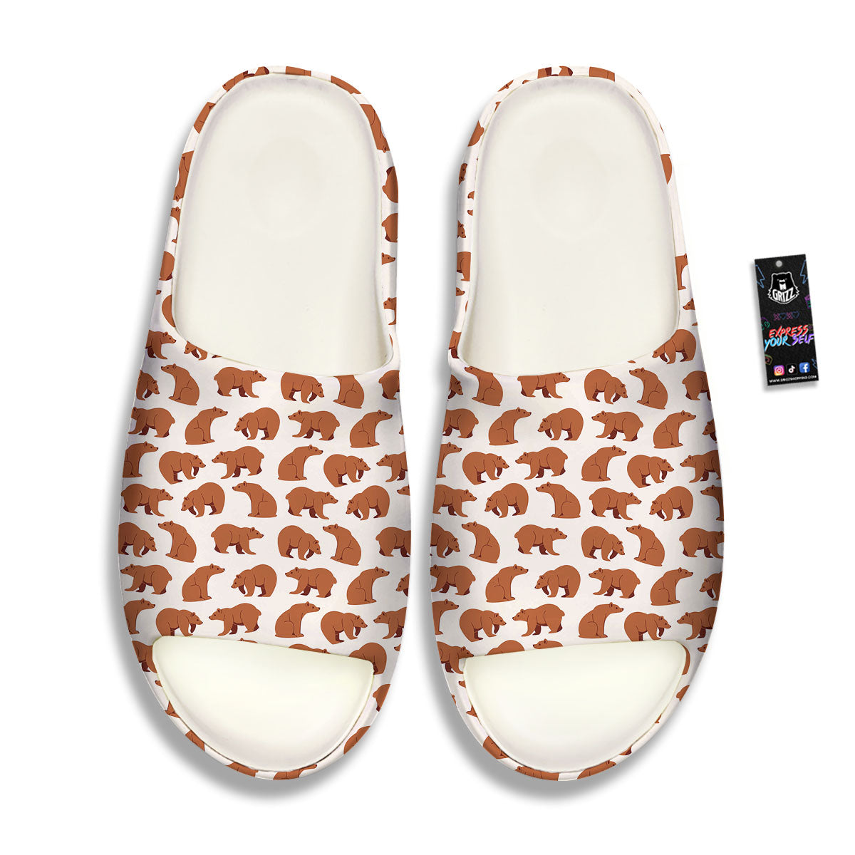 Brown Bear Cute Print Pattern Sandals-grizzshop