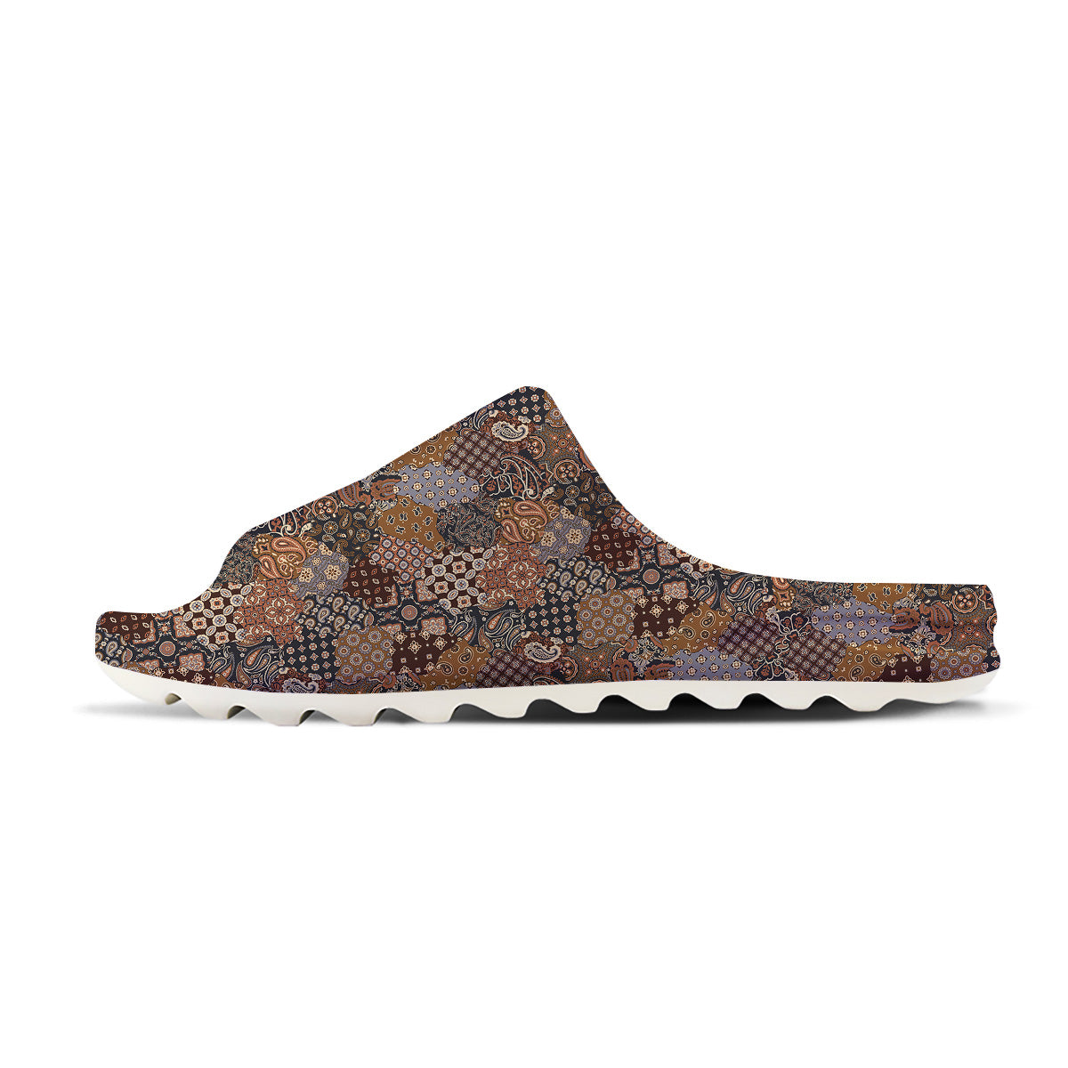 Brown Patchwork Paisley Print Pattern Sandals-grizzshop