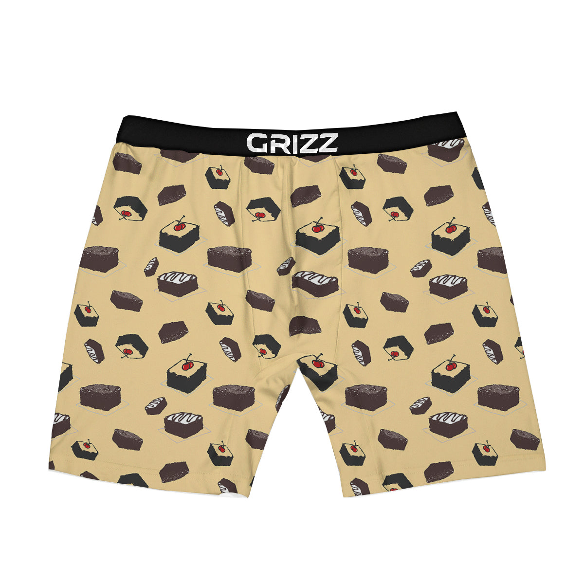 Brownie Beige Print Pattern Boxer Briefs-grizzshop