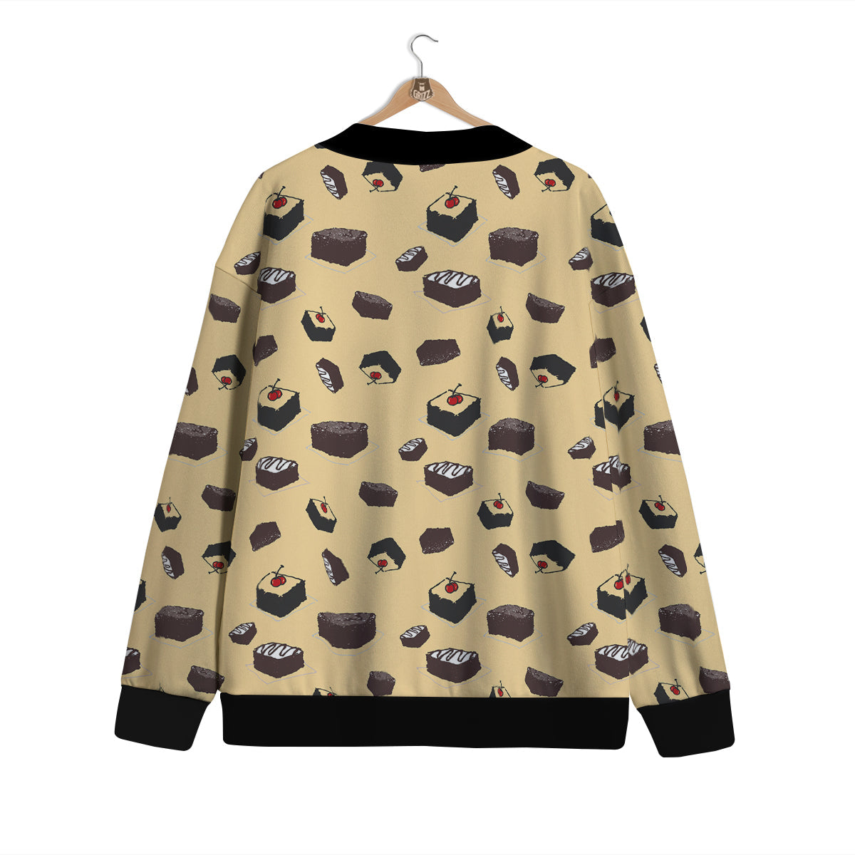 Brownie Beige Print Pattern Cardigan-grizzshop